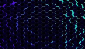 Wall of Random shifted neon honeycomb hexagon background wallpaper. photo