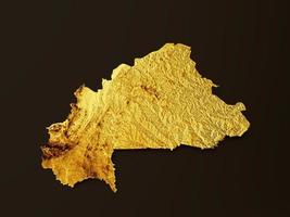 Burkina Faso Map Golden metal Color Height map Background 3d illustration photo