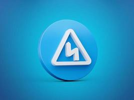 Double bend first to the left warning sign Blue 3d Icon 3d illustration photo