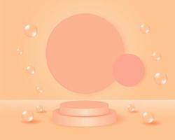 3d podium mockup background vector with circular background pearls and product display stand photo