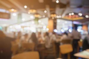 People in restaurant cafe interior with bokeh light blurred customer abstract background photo