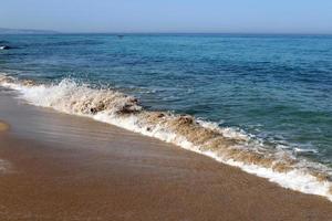 Sandy beach on the Mediterranean Sea in northern Israel. photo