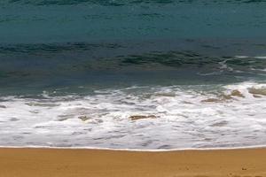 Sandy beach on the Mediterranean Sea in northern Israel. photo