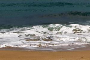 Sandy beach on the Mediterranean Sea in northern Israel. photo