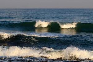 Sandy beach on the Mediterranean Sea in northern Israel. photo