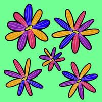 Colorful cute flowers. Vibrant colors and simple design. vector