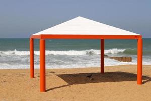 Sandy beach on the Mediterranean Sea in northern Israel. photo