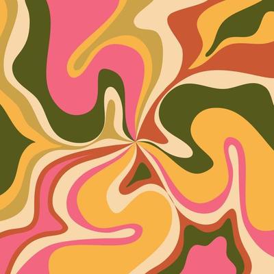 Retro groovy wave pattern, hippy design 70s. Modern groovy pattern with marble. Retro 60s 70s psychedelic design. Vintage swirl background