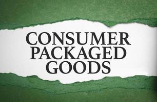 CPG - Consumer Packaged Goods text written on green torn paper photo