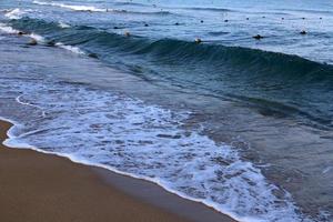 Sandy beach on the Mediterranean Sea in northern Israel. photo