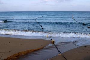 Sandy beach on the Mediterranean Sea in northern Israel. photo