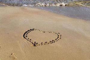 Sandy beach on the Mediterranean Sea in northern Israel. photo