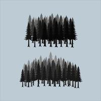 Pine tree silhouette vector design at night