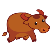 linda ilustración animal de búfalo marrón. adecuado para la ilustración en libros de lectura para niños o libros de cuentos sobre cuentos de hadas de animales. png