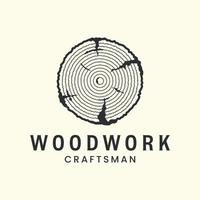 woodwork vintage logo vector template illustration design. furniture or carpentry logo concept