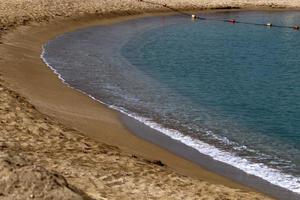 Sandy beach on the Mediterranean Sea in northern Israel. photo