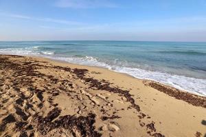 Sandy beach on the Mediterranean Sea in northern Israel. photo