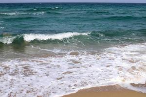 Sandy beach on the Mediterranean Sea in northern Israel. photo