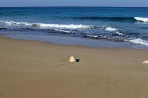 Sandy beach on the Mediterranean Sea in northern Israel. photo