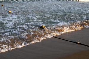 Sandy beach on the Mediterranean Sea in northern Israel. photo