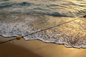 Sandy beach on the Mediterranean Sea in northern Israel. photo