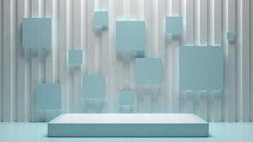3d render of a white box with blue squares on it photo