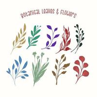 Botanical Leaves and Floral Decorative Vector Element