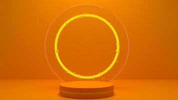 A glowing orange circle on a table photo