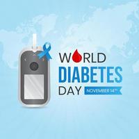 World Diabetes Day November 14th with glucose meter illustration vector