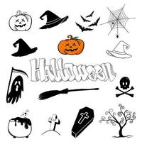 hand drawn halloween element collection vector