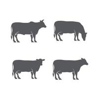 Cow or cattle Silhouette icon pack. Set of Vector silhouette of cow. Farm logo design pack. cattle icon. Black angus logo design template. Animal pictogram. Vector illustration