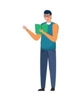 male teacher reading book vector