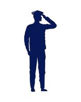 military officer saludating silhouette vector