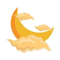 crescent moon and clouds vector