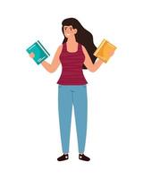 woman with text books vector