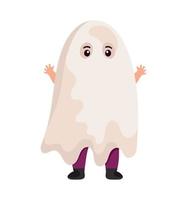 boy with ghost costume vector