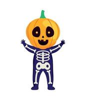boy with pumpkin costume vector