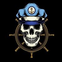 Captain Marine Skull Illustration vector