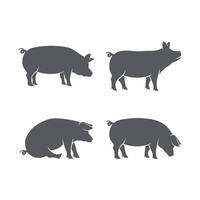 vector de icono de pictograma de cerdo. conjunto de ilustración vectorial de silueta de cerdo. paquete de iconos de vector de cerdo. ilustración vectorial