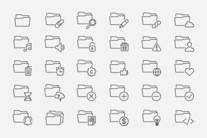 Folders line icons set. Document storage set. File icon archive. Vector illustration