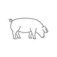 Pig pictogram linear icon vector. Vector illustration of pig silhouette. pork linear vector icon. Vector illustration