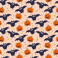 Bat and pumpkin. Halloween. Seamless background. vector pattern