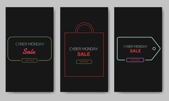 Cyber Monday Neon Light Template Bundle vector