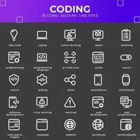 paquete de iconos de codificación con color negro vector