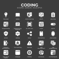 paquete de iconos de codificación con color negro vector