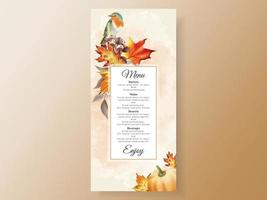 wedding invitation card template with hand drawn autumn leaves vector