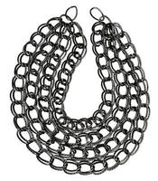 top view of necklace from strings of black chain photo