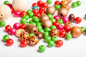 many various painted wooden beads photo