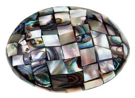 mosaic from polished pieces of nacre mollusk shell photo