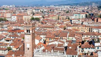 view of Verona city with torre del gardello photo